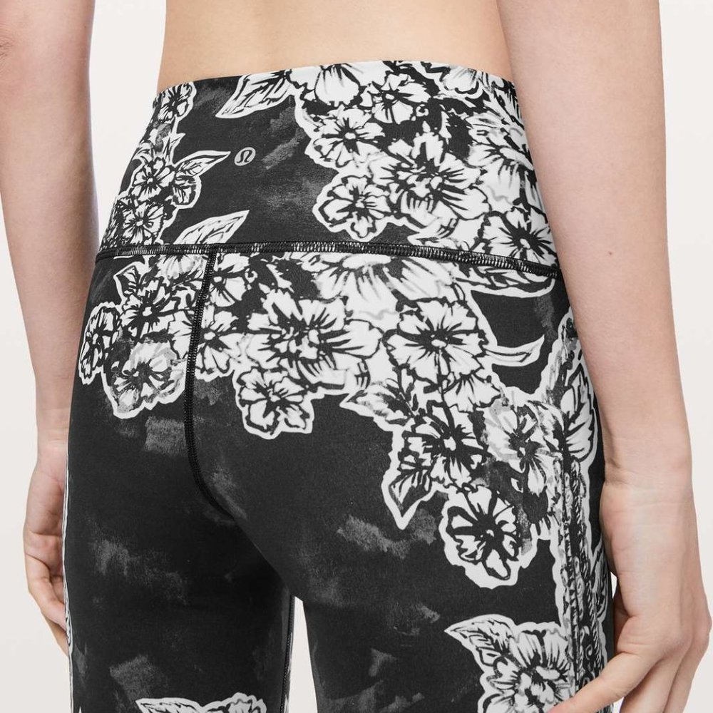 lululemon athletica Black and White Floral Print High-Rise Leggings - Picture 2 of 7